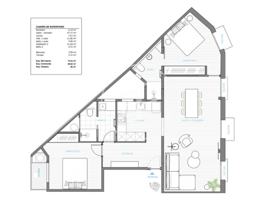 2 quarto Apartamento para venda em Barcelona cidade - 795 000 € (Ref: 9532699)