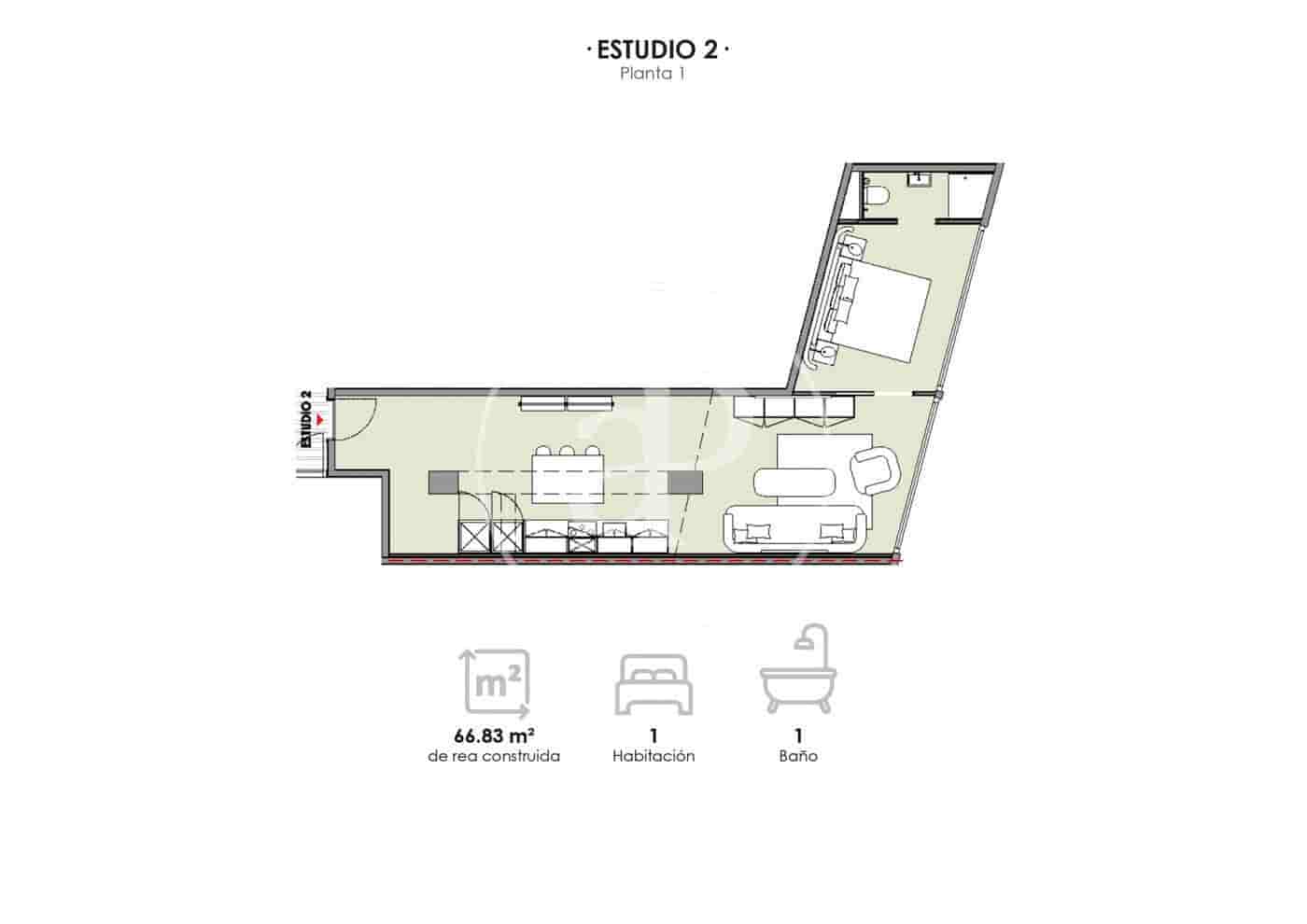1 slaapkamer Appartement te koop in Barcelona stad - € 295.000 (Ref: 9711957)