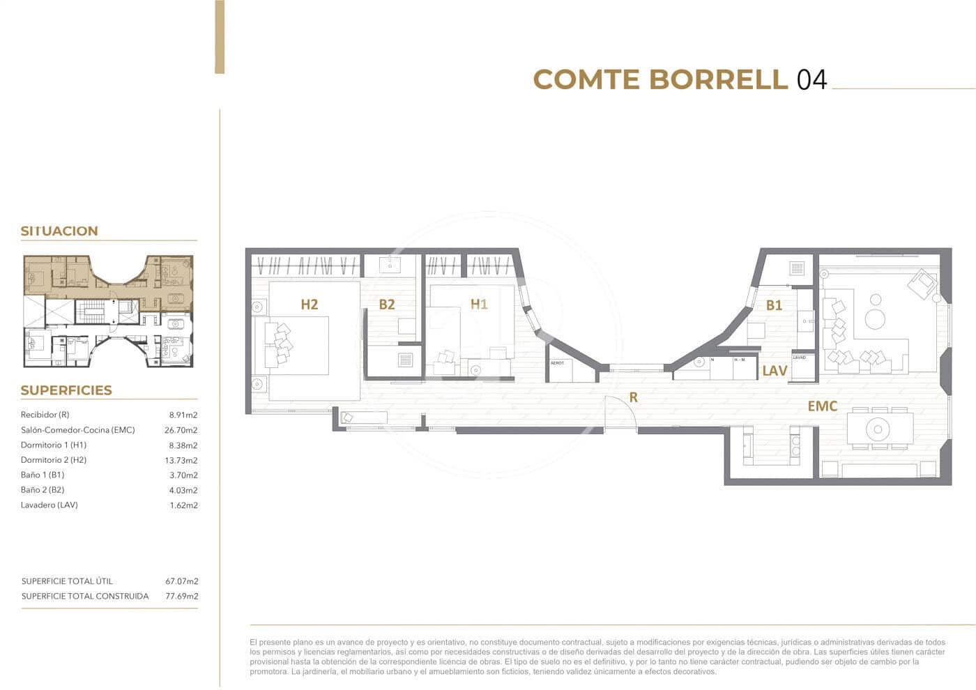 2 quarto Apartamento para venda em Barcelona cidade - 760 000 € (Ref: 9929371)