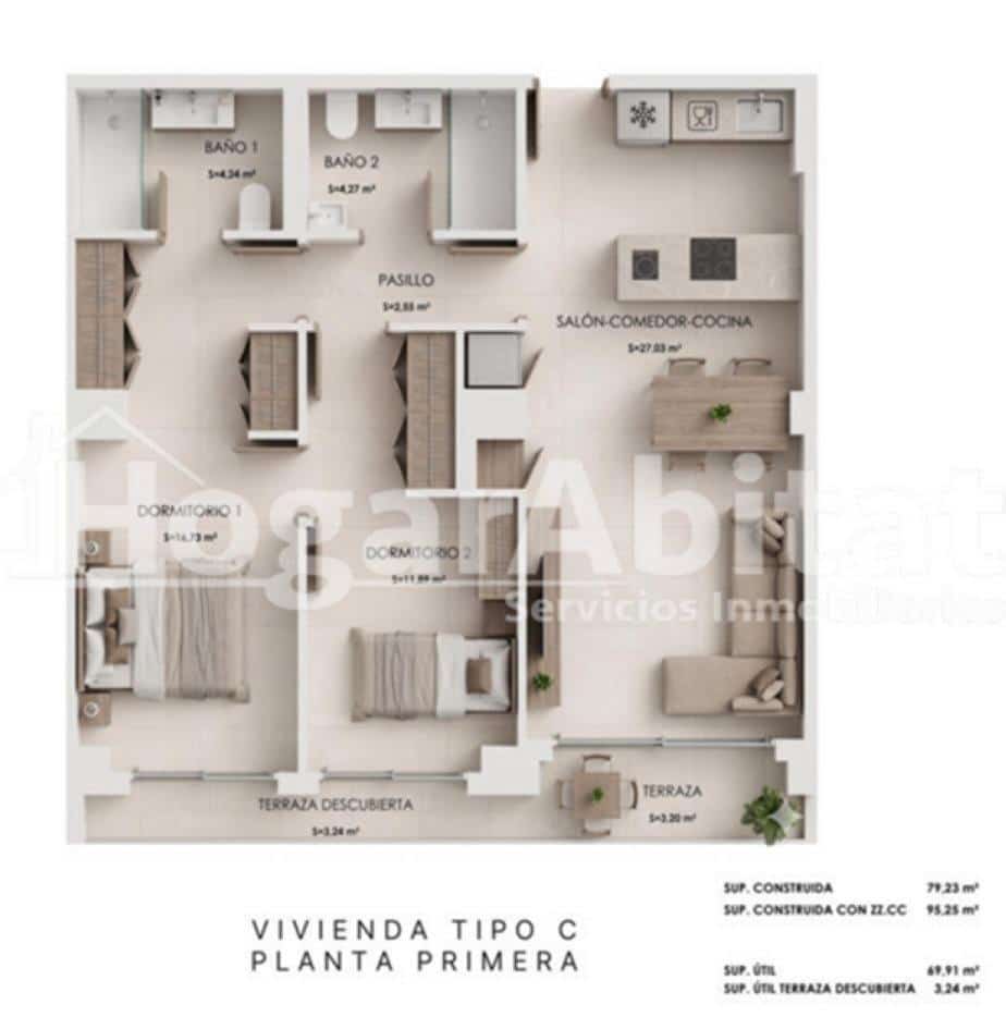 2 bedroom Flat for sale in La Vall d'Uixo with garage - € 189,000 (Ref: 10115709)