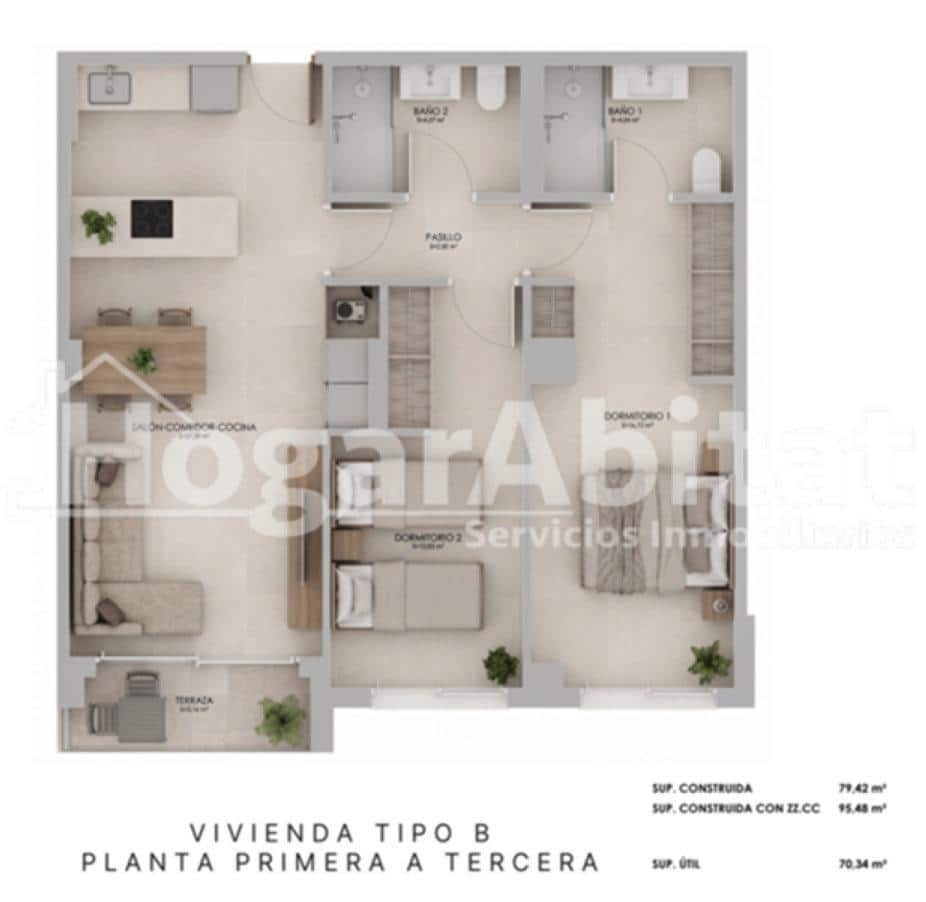 2 bedroom Flat for sale in La Vall d'Uixo with garage - € 189,000 (Ref: 10115709)