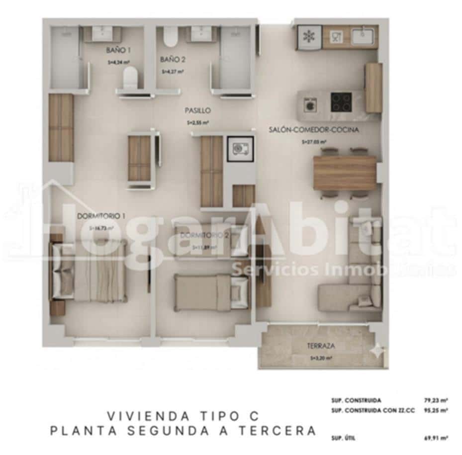 2 bedroom Flat for sale in La Vall d'Uixo with garage - € 189,000 (Ref: 10115709)
