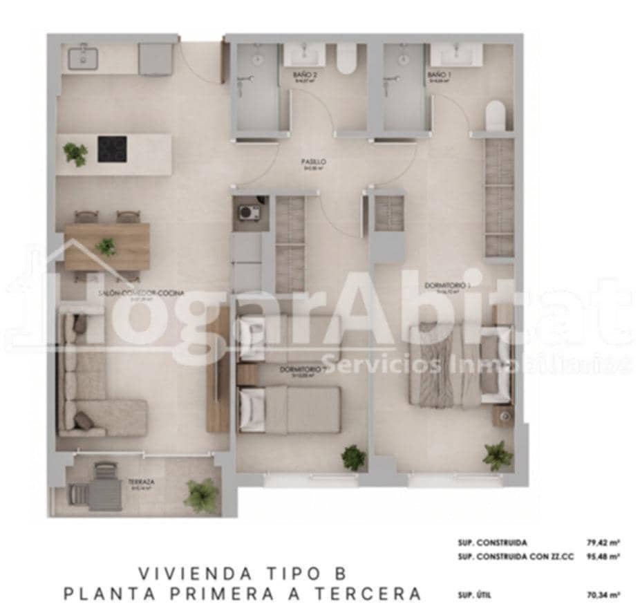 2 bedroom Flat for sale in La Vall d'Uixo with garage - € 189,000 (Ref: 10115709)