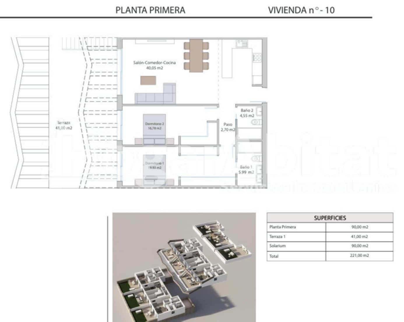 2 soveværelse Penthouse til salg i Finestrat med swimmingpool garage - € 409.900 (Ref: 9016205)