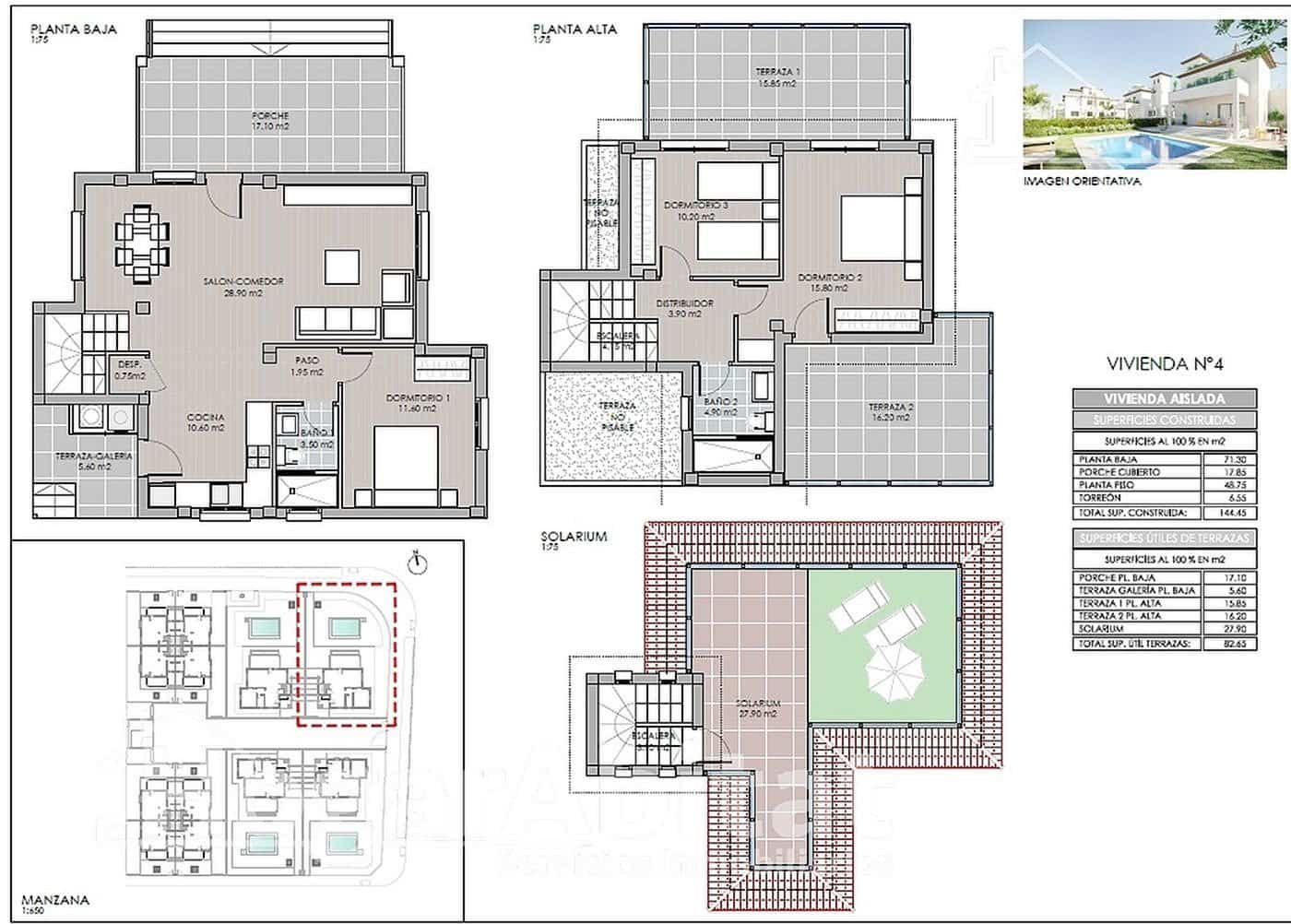 3 bedroom Villa for sale in La Marina del Pinet with garage - € 623,000 (Ref: 9780641)