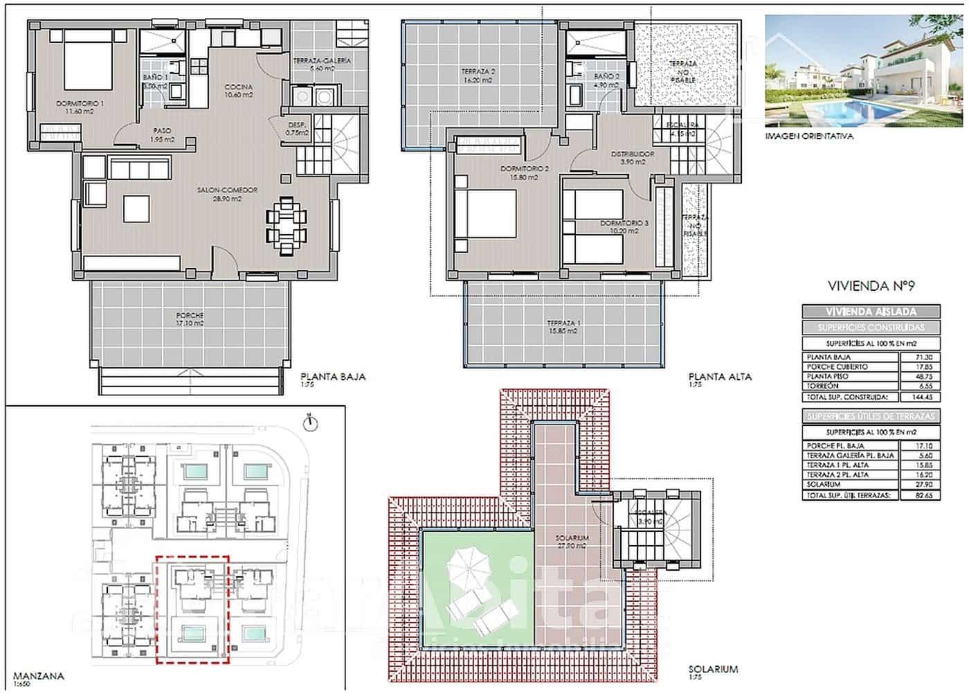 3 bedroom Villa for sale in La Marina del Pinet with garage - € 623,000 (Ref: 9780641)