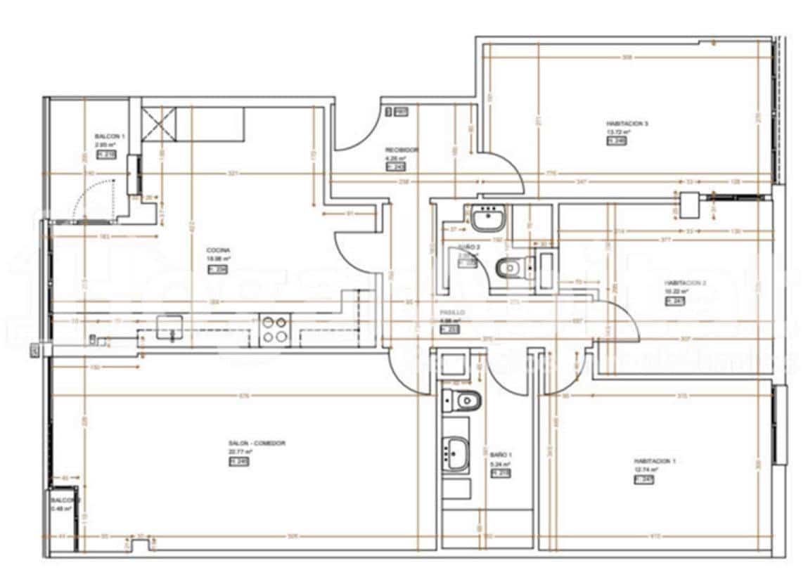 3 quarto Apartamento para venda em Valencia cidade com garagem - 280 000 € (Ref: 9794686)