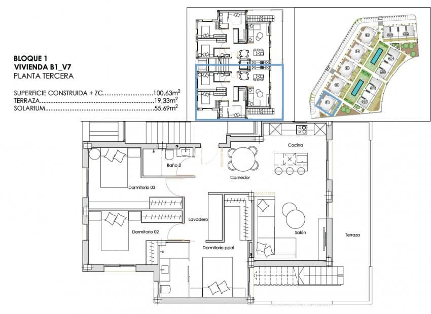 3 bedroom Penthouse for sale in Torre-Pacheco with pool - € 427,900 (Ref: 10006102)