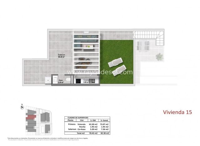Apartamento de 2 habitaciones en Pilar de la Horadada ciudad, Pilar de la Horadada en venta con piscina - 314.900 € (Ref: 10006104)