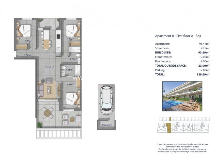 3 chambre Appartement à vendre à Los Narejos avec piscine - 359 000 € (Ref: 10016585)