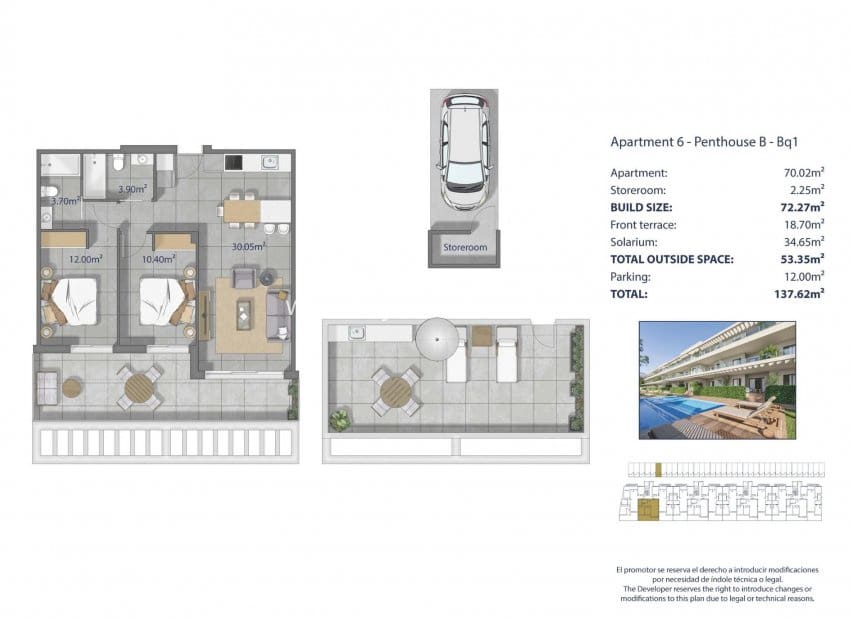Ático de 2 habitaciones en Los Narejos en venta con piscina - 425.000 € (Ref: 10016586)