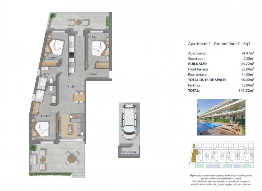 3 bedroom Apartment for sale in Los Narejos with pool - € 379,000 (Ref: 10016588)