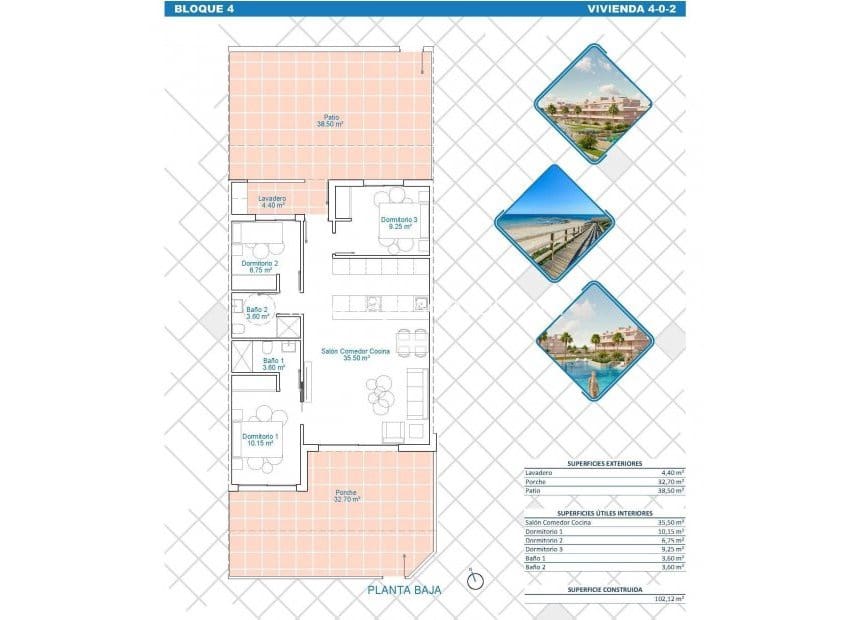 3 makuuhuone Huoneisto myytävänä paikassa Pilar de la Horadada mukana uima-altaan - 329 900 € (Ref: 10065685)
