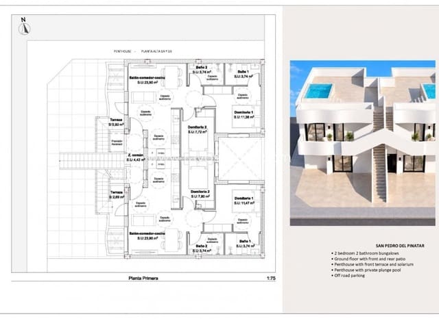 2 quarto Apartamento para venda em Los Cuarteros, San Pedro del Pinatar com piscina - 299 950 € (Ref: 10102973)