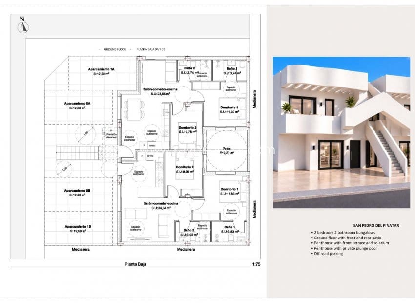 2 quarto Apartamento para venda em San Pedro del Pinatar - 279 950 € (Ref: 10102975)