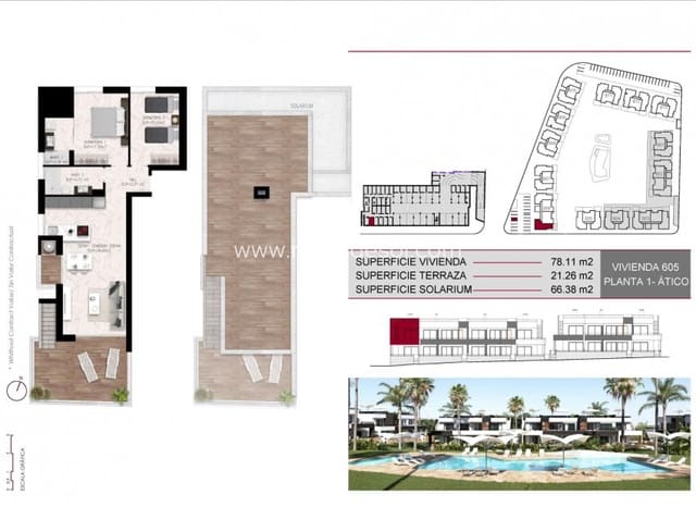 2 quarto Apartamento para venda em Ciudad Quesada, Rojales com piscina - 342 000 € (Ref: 8710515)