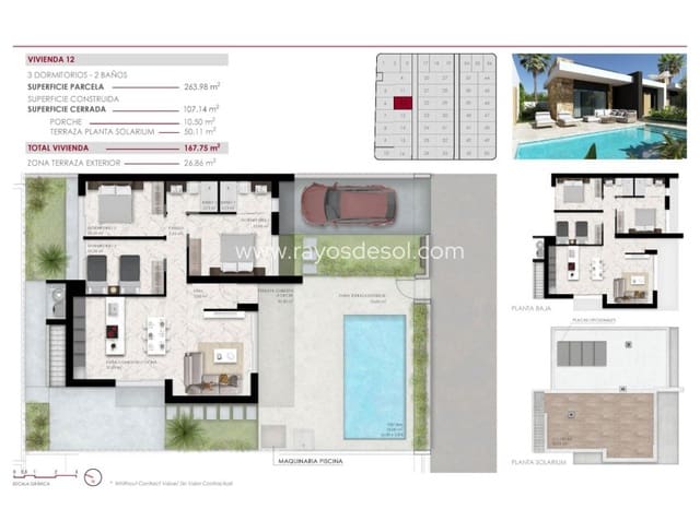 3 Zimmer Villa zu verkaufen in Ciudad Quesada, Rojales mit Pool - 549.000 € (Ref: 8710516)