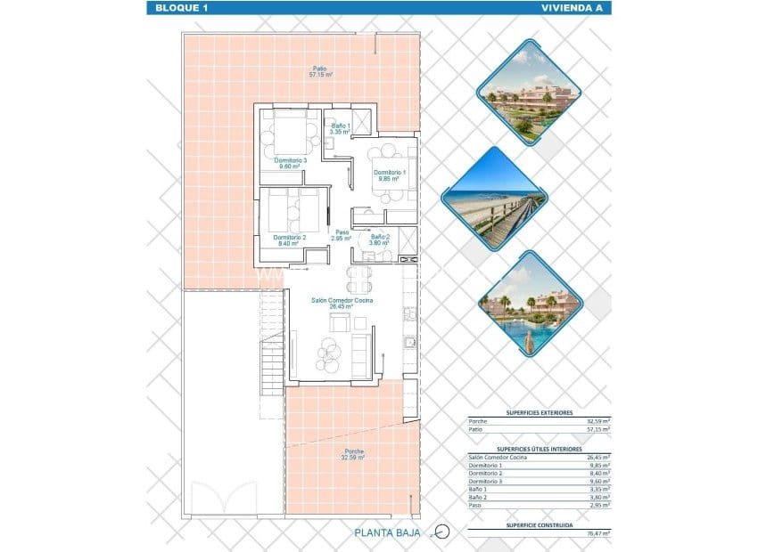 3 soveværelse Lejlighed til salg i Pilar de la Horadada med swimmingpool - € 289.900 (Ref: 8850565)