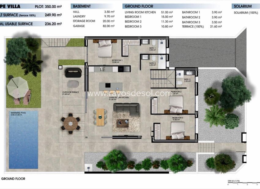 3 soveværelse Villa til salg i Los Alcazares med swimmingpool - € 685.000 (Ref: 9006491)