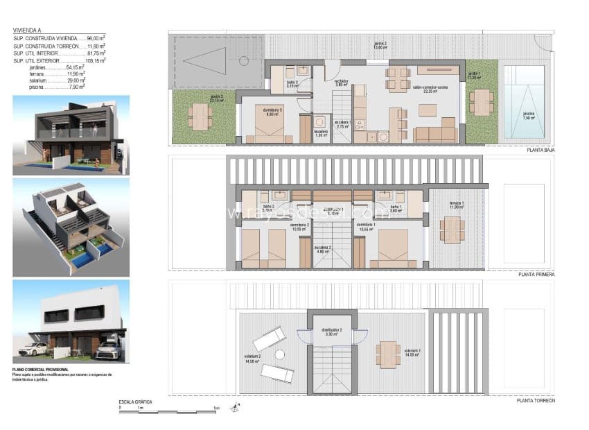 3 soveværelse Villa til salg i Santiago de la Ribera med swimmingpool - € 400.000 (Ref: 9019432)