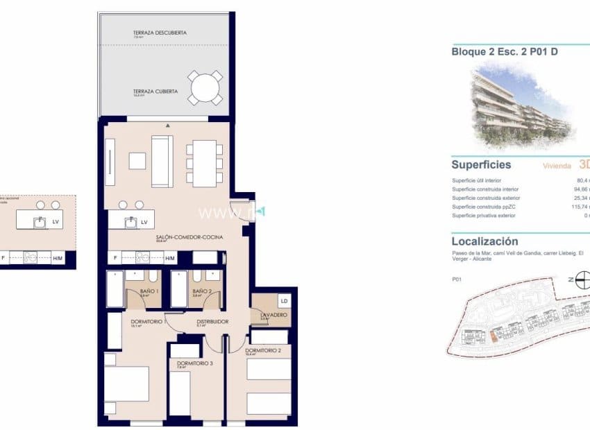 3 soveværelse Lejlighed til salg i Denia med swimmingpool - € 395.000 (Ref: 9076427)