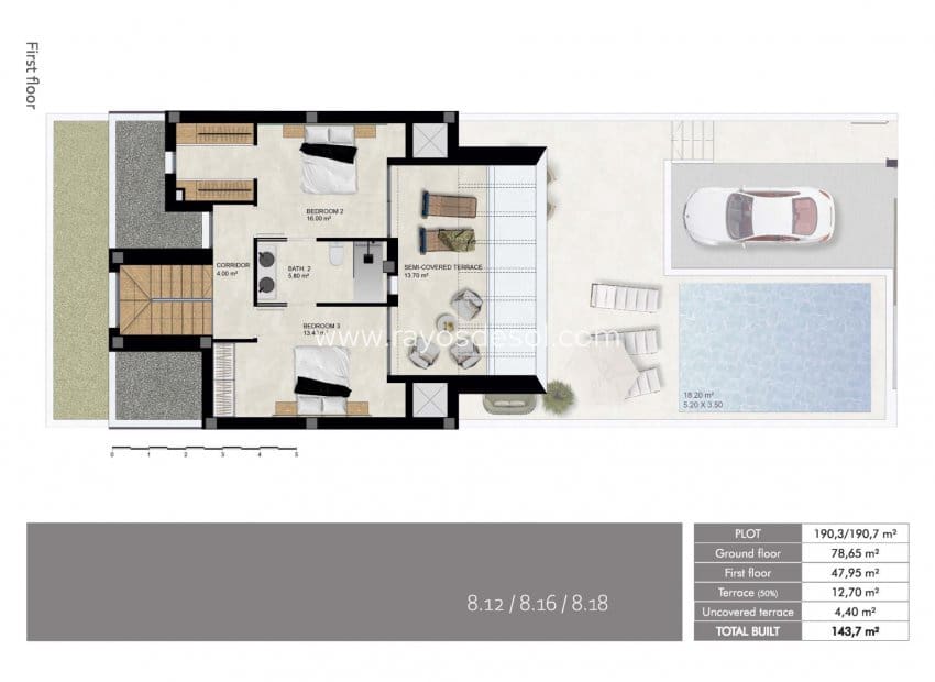 3 camera da letto Villetta Bifamiliare in vendita in Dolores con piscina - 415.000 € (Rif: 9177006)