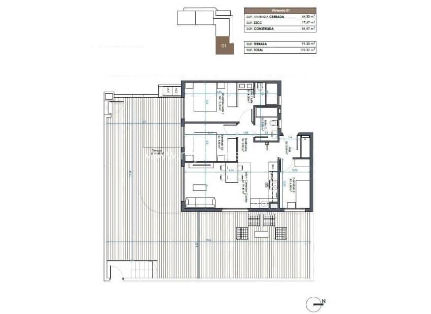3 soveværelse Lejlighed til salg i Guardamar del Segura med swimmingpool - € 345.000 (Ref: 9177105)