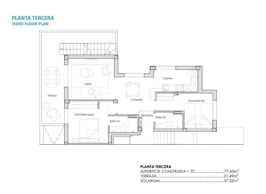 2 soveværelse Penthouse til salg i Torre-Pacheco med swimmingpool - € 319.900 (Ref: 9199416)