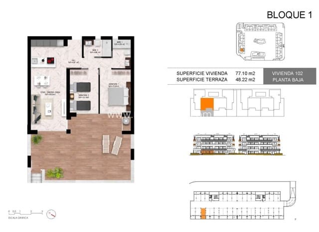 2 soveværelse Lejlighed til salg i La Siesta, Torrevieja med swimmingpool - € 289.000 (Ref: 9234078)