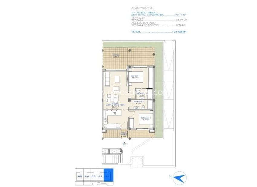 2 soverom Leilighet til salgs i Los Alcazares med svømmebasseng - € 275 000 (Ref: 9234080)