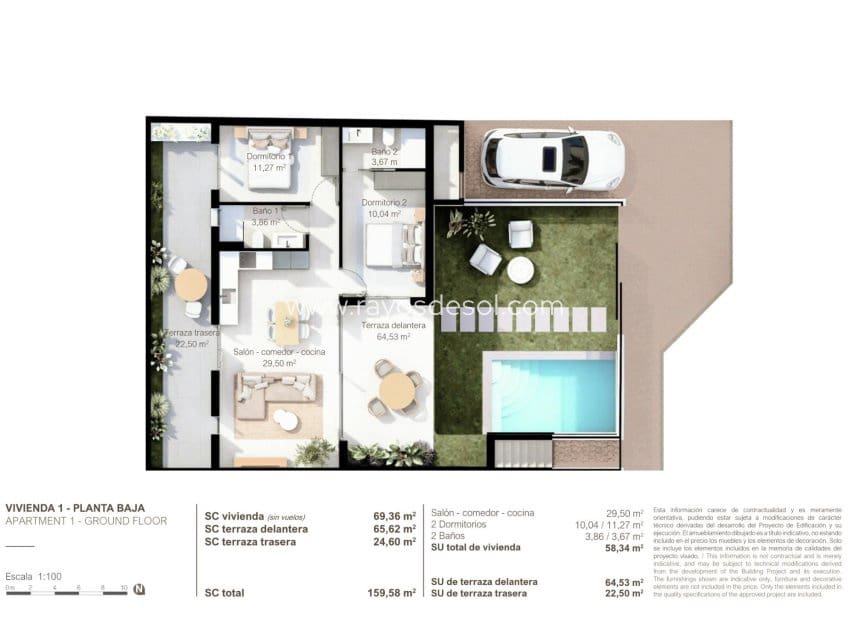 2 soveværelse Lejlighed til salg i Lo Pagan med swimmingpool - € 314.900 (Ref: 9240934)