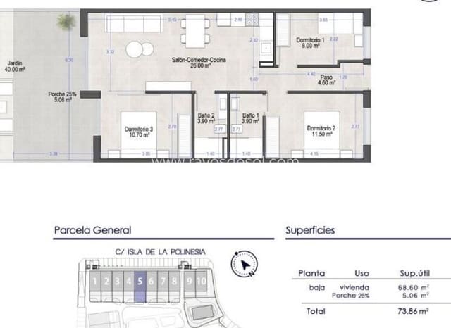 3 soverom Leilighet til salgs i Santiago de la Ribera, San Javier med svømmebasseng - € 260 000 (Ref: 9248381)