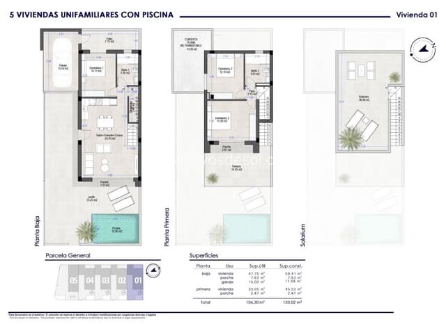 3 slaapkamer Villa te koop in San Pedro del Pinatar ciudad, San Pedro del Pinatar met zwembad - € 380.000 (Ref: 9266545)