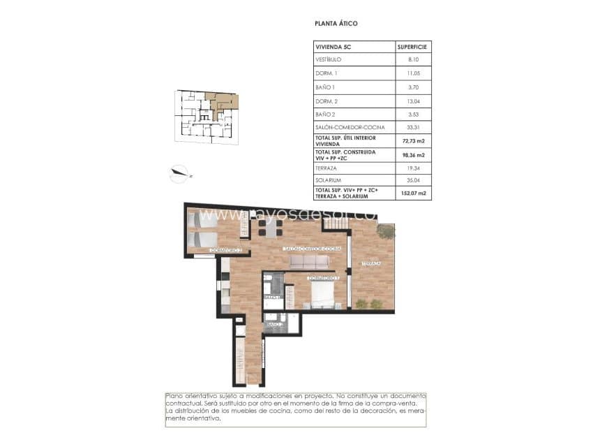 Ático de 2 habitaciones en Torrevieja en venta con piscina - 349.000 € (Ref: 9380126)