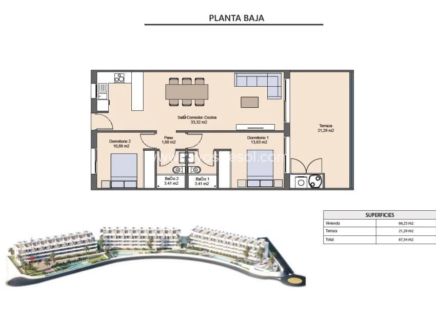 2 soveværelse Lejlighed til salg i Finestrat med swimmingpool - € 312.900 (Ref: 9435161)