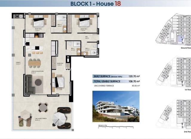 3 soveværelse Lejlighed til salg i La Marina del Pinet, Elche / Elx med swimmingpool - € 330.000 (Ref: 9435163)