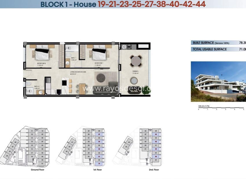 Ático de 2 habitaciones en La Marina del Pinet en venta con piscina - 299.000 € (Ref: 9435167)