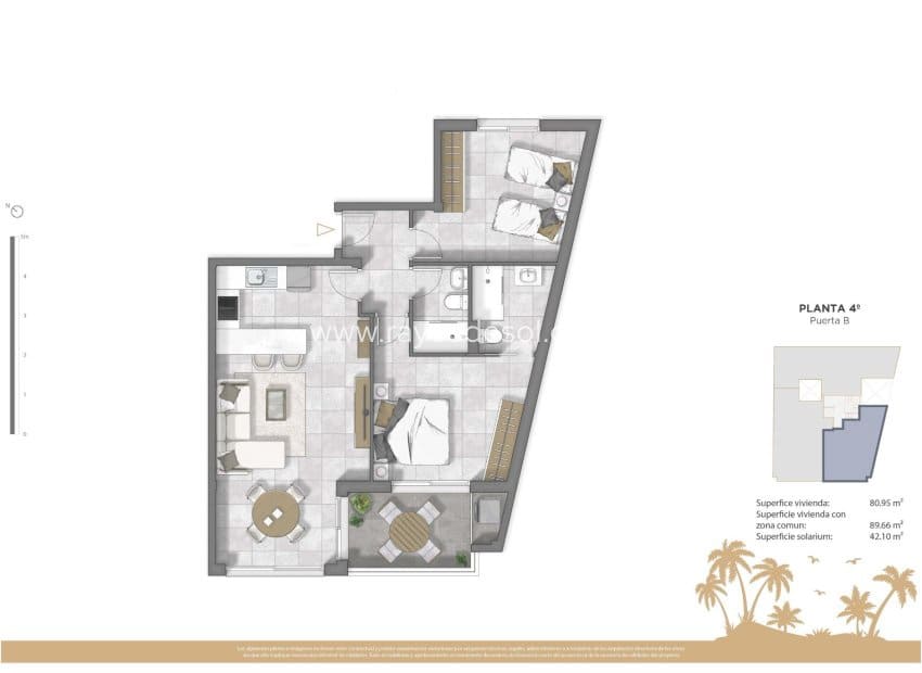 2 Zimmer Penthouse zu verkaufen in Guardamar del Segura mit Pool - 360.000 € (Ref: 9464824)