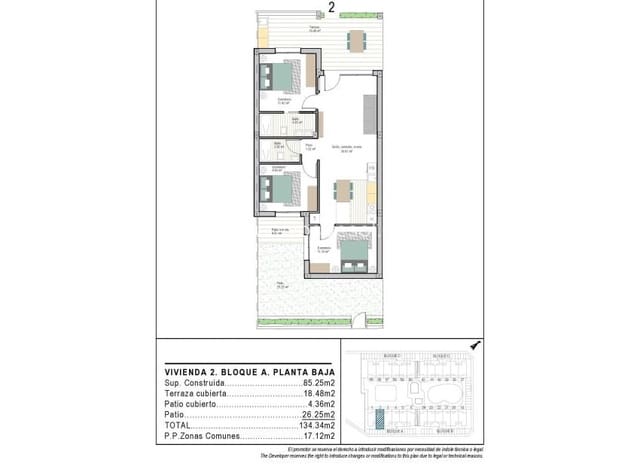 3 Zimmer Apartment zu verkaufen in San Cayetano, Torre-Pacheco mit Pool - 263.900 € (Ref: 9591659)
