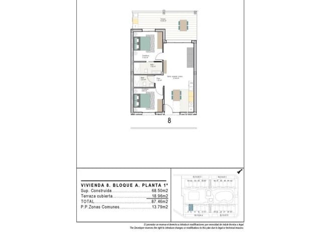 2 Zimmer Apartment zu verkaufen in San Cayetano, Torre-Pacheco mit Pool - 226.900 € (Ref: 9591663)