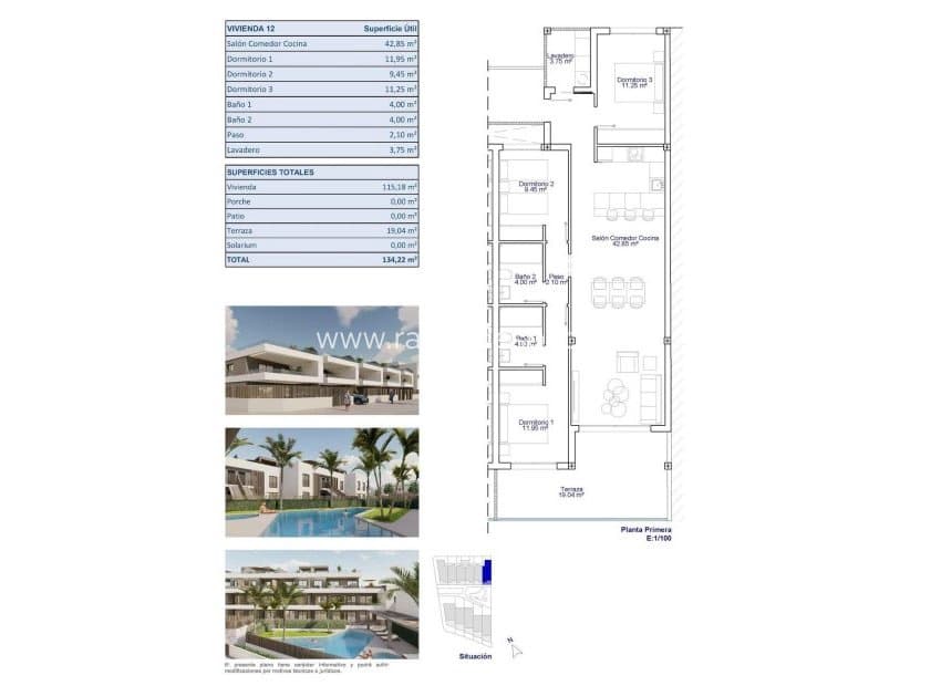 3 makuuhuone Huoneisto myytävänä paikassa Pilar de la Horadada mukana uima-altaan - 315 000 € (Ref: 9665587)