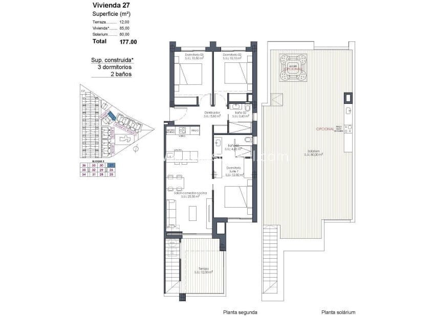 3 bedroom Penthouse for sale in Los Alcazares with pool - € 409,000 (Ref: 9671165)
