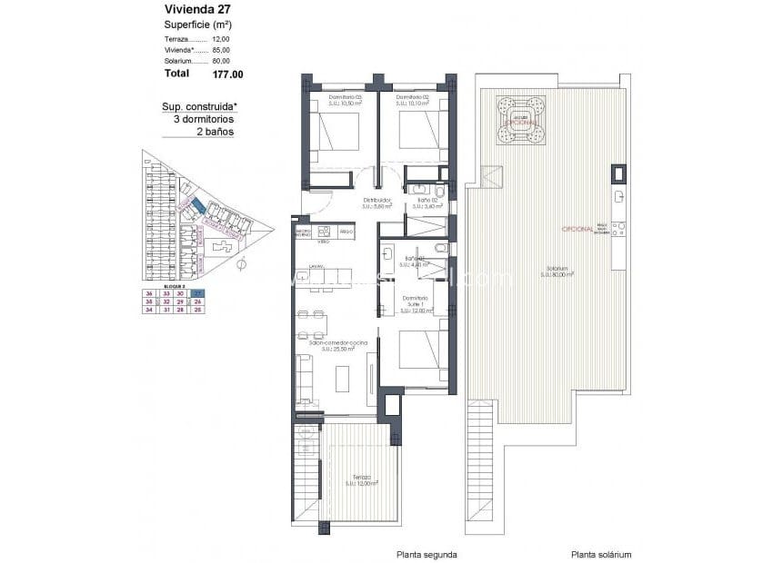 3 soverom Penthouse til salgs i Los Alcazares med svømmebasseng - € 409 000 (Ref: 9671165)