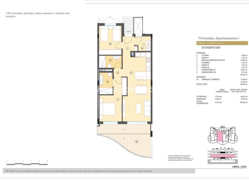 2 sovrum Lägenhet till salu i Finestrat med pool - 358 000 € (Ref: 9812473)