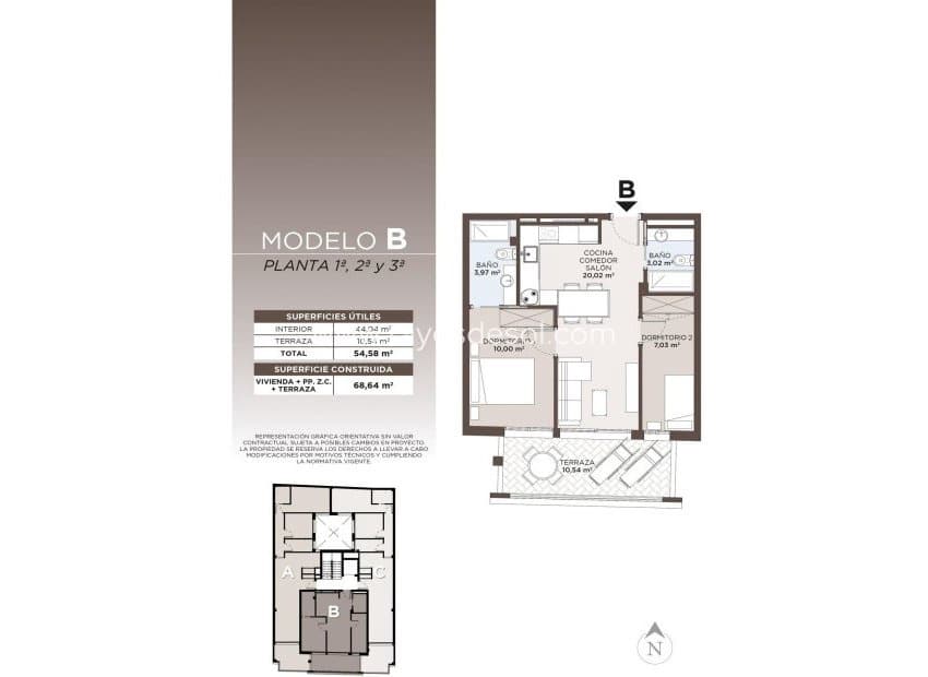 Apartamento de 2 habitaciones en Torrevieja en venta con piscina - 260.000 € (Ref: 9815064)