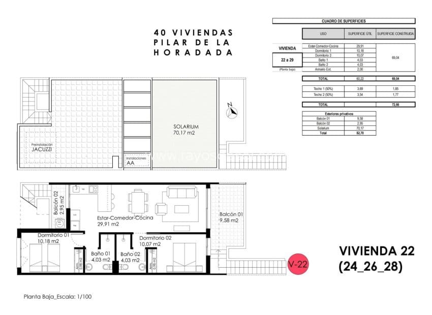 2 bedroom Apartment for sale in Pilar de la Horadada with pool - € 265,000 (Ref: 9835078)