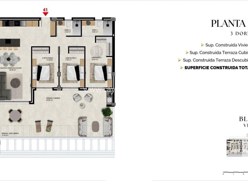 3 soverom Leilighet til salgs i Finestrat med svømmebasseng - € 452 000 (Ref: 9901349)