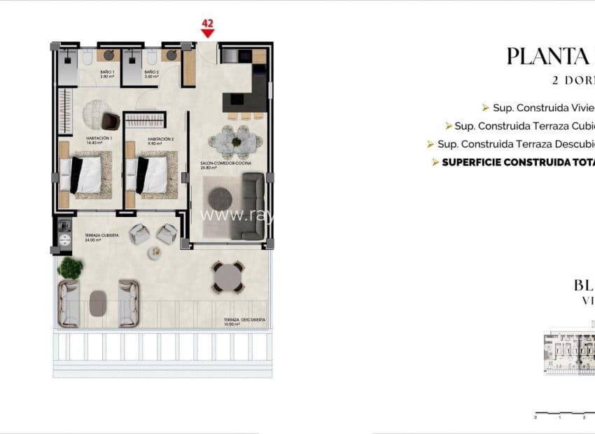 2 bedroom Apartment for sale in Finestrat with pool - € 375,000 (Ref: 9901350)