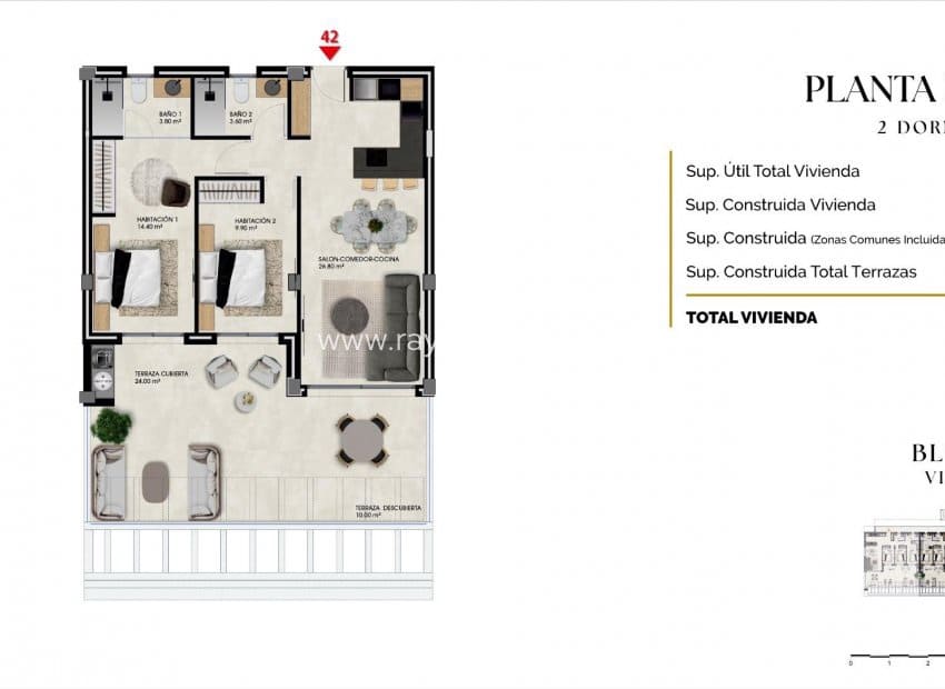 2 bedroom Apartment for sale in Finestrat with pool - € 375,000 (Ref: 9901350)