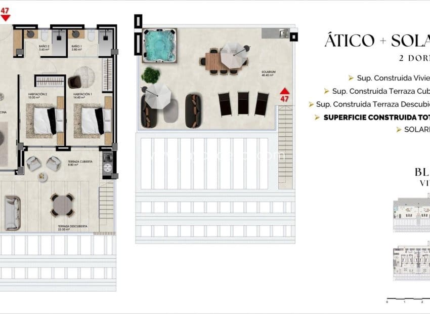 Ático de 2 habitaciones en Finestrat en venta con piscina - 470.000 € (Ref: 9901351)